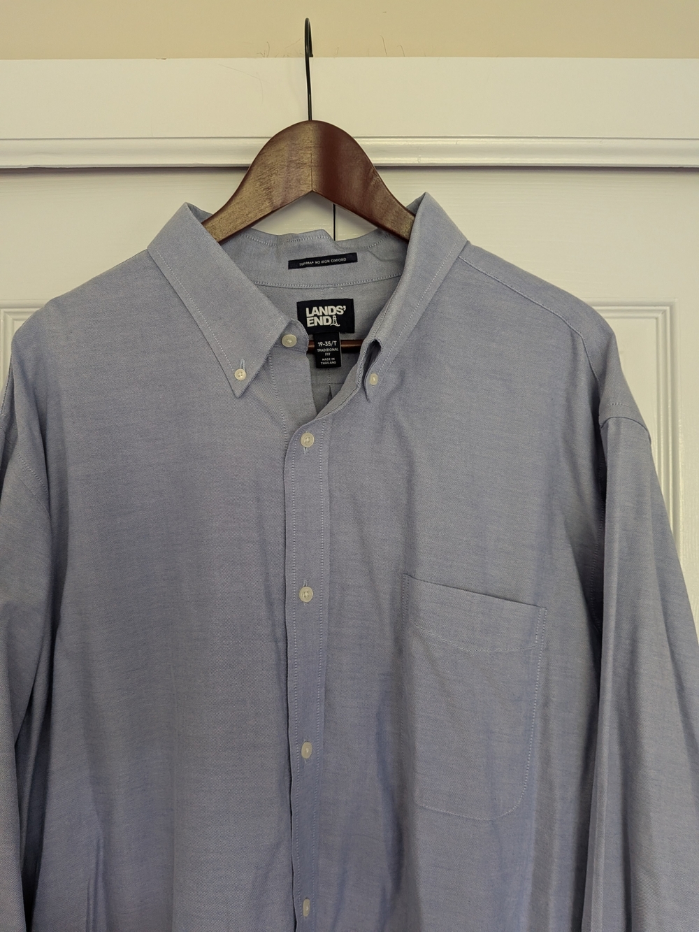 Lands' End Men's Light Blue Button-Down Oxford Shirt